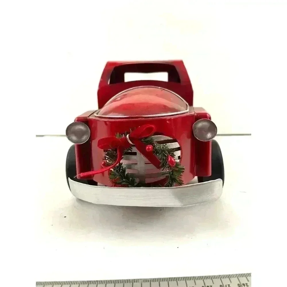 Red Pick Up Truck With Christmas Tree Rustic Metal Farmhouse Decor‎ Display